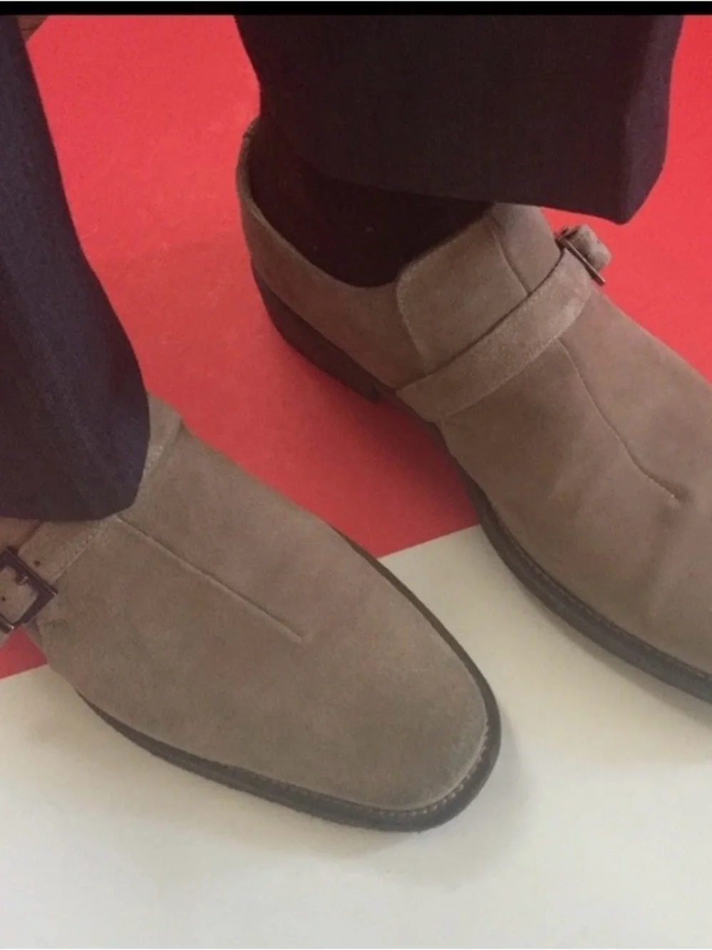Kenneth  Cole nude suede  Monk Strap Shoes